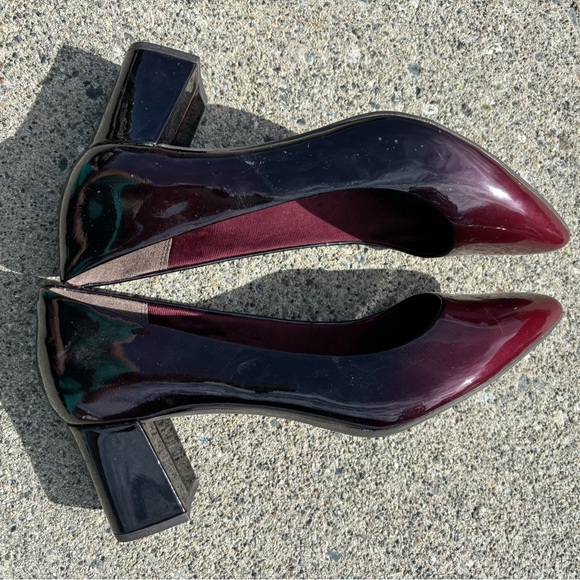 Rockport patent leather cherry red ombré pointy toe square heel pumps 9.5 Wide - Picture 5 of 5